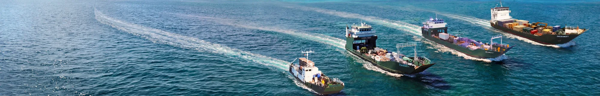 Three Bimini Shipping vessels under way